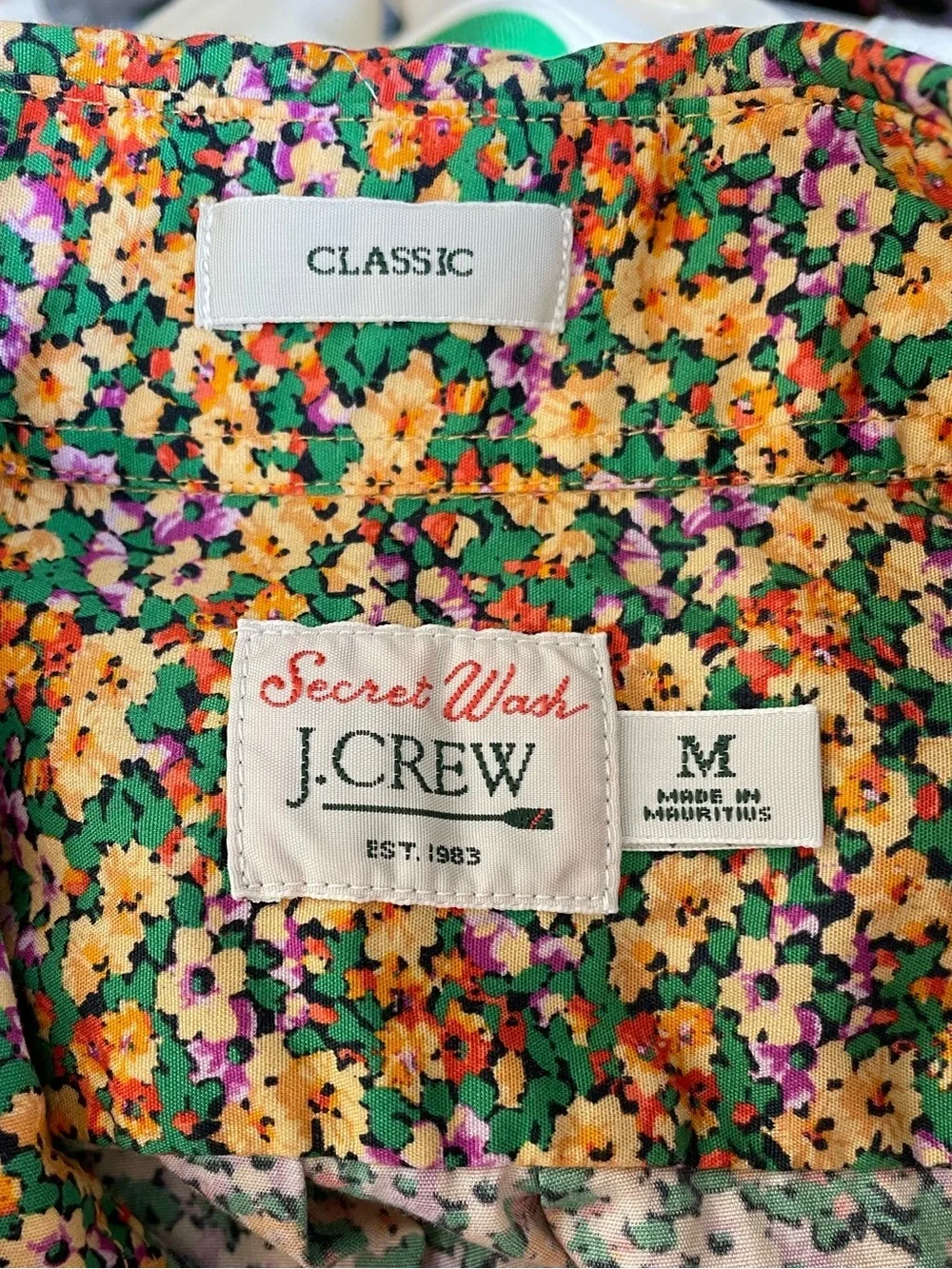 J. Crew Classic Secret Wash Multicolor Floral Button-Down Shirt